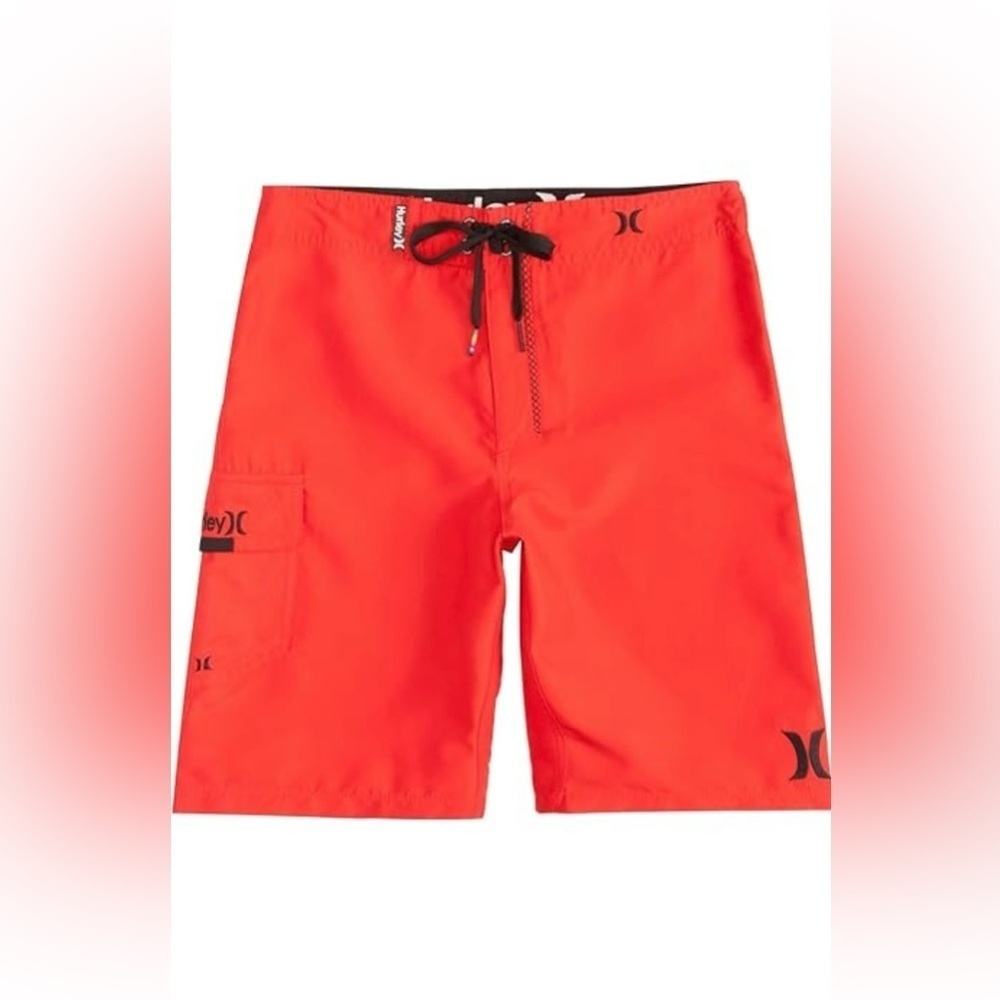 Hurley red and black board shorts